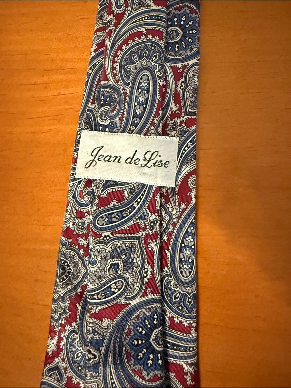 Men's Red & Blue Paisley Silk Tie made in USA vintage